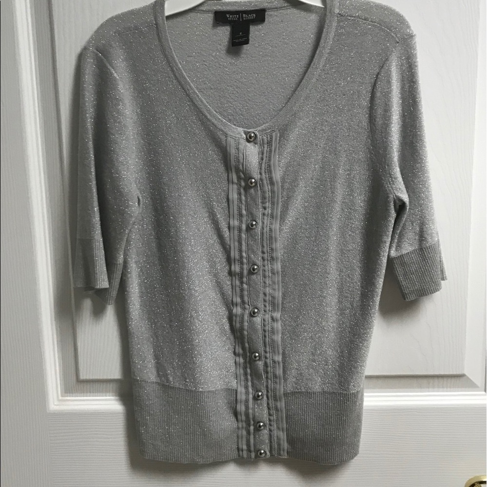WHBM Silver Short Sleeved Sweater -Size Small